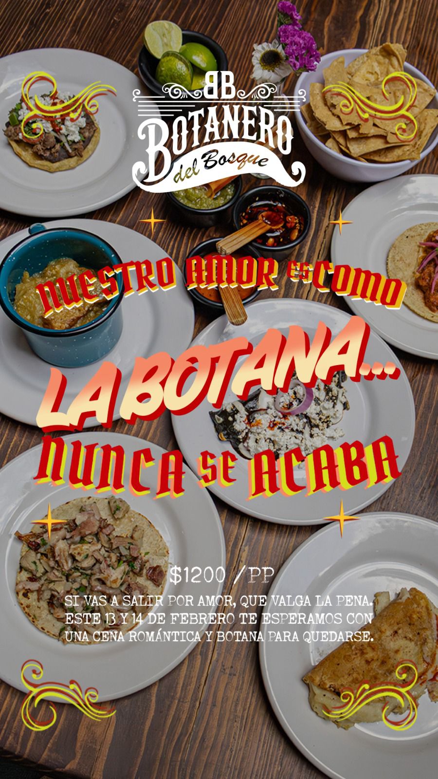 Cenas románticas en Botanero del Bosque