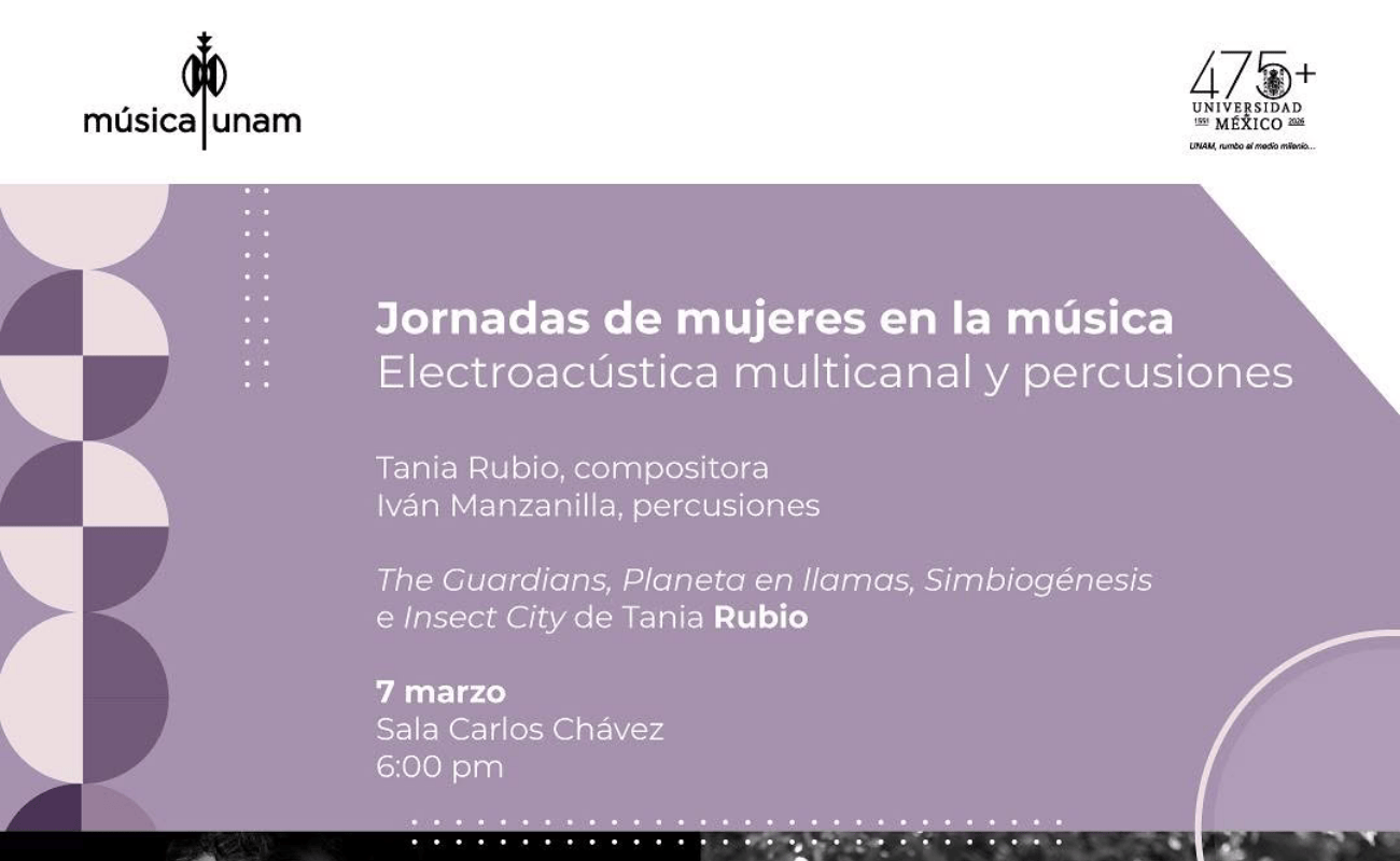 Jornadas de mujeres en la musica: Musica contemporanea electroacustica multicanal y percusiones