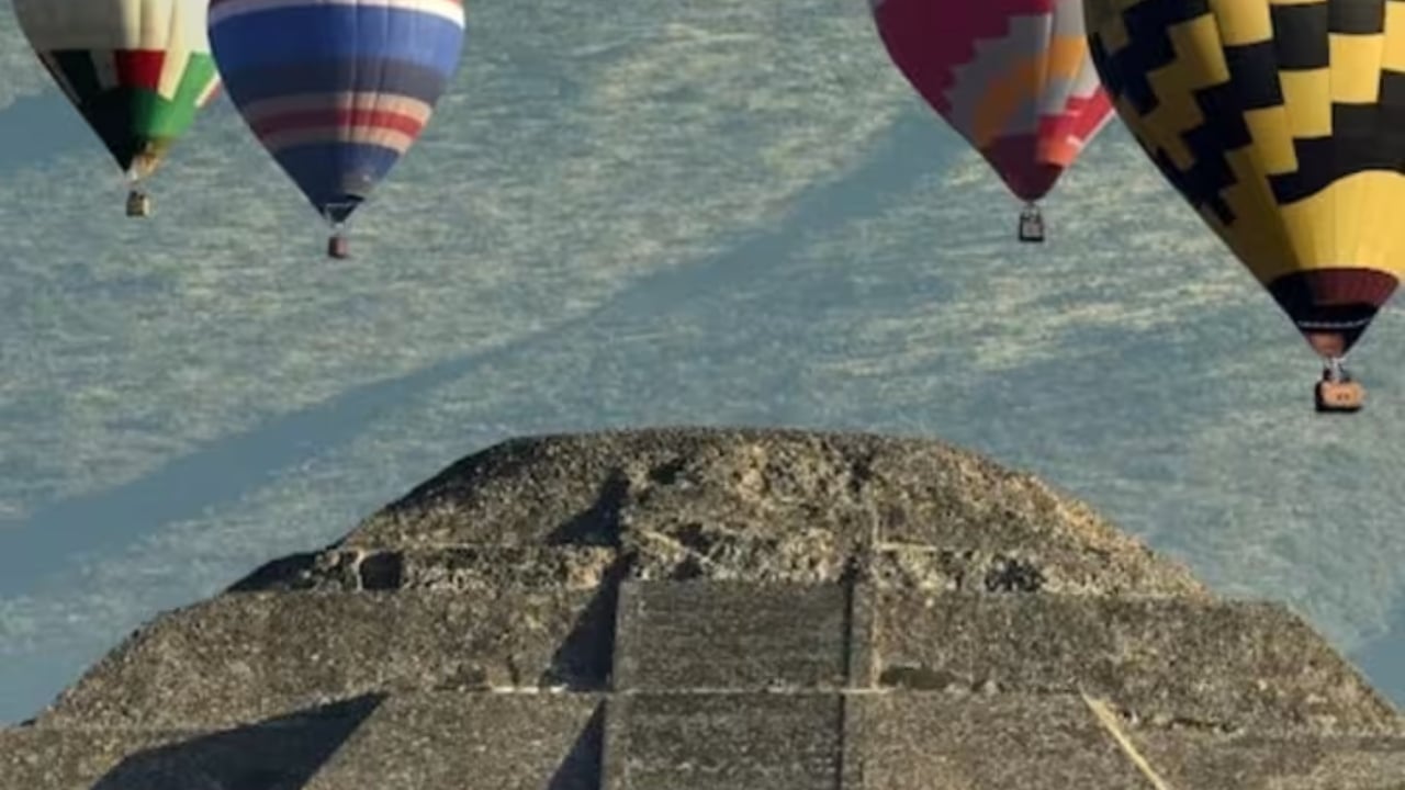 Paseo en globo aerostático sobre la pirámide de Teotihuacán